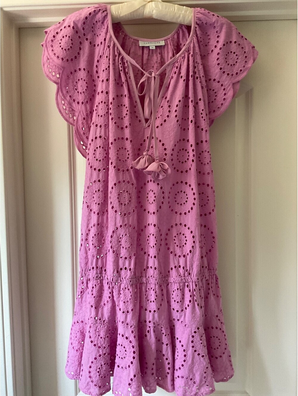 Cartolina Nantucket Joy Eyelet Coverup Orchid/Pink Cotton Mini Dress Size M